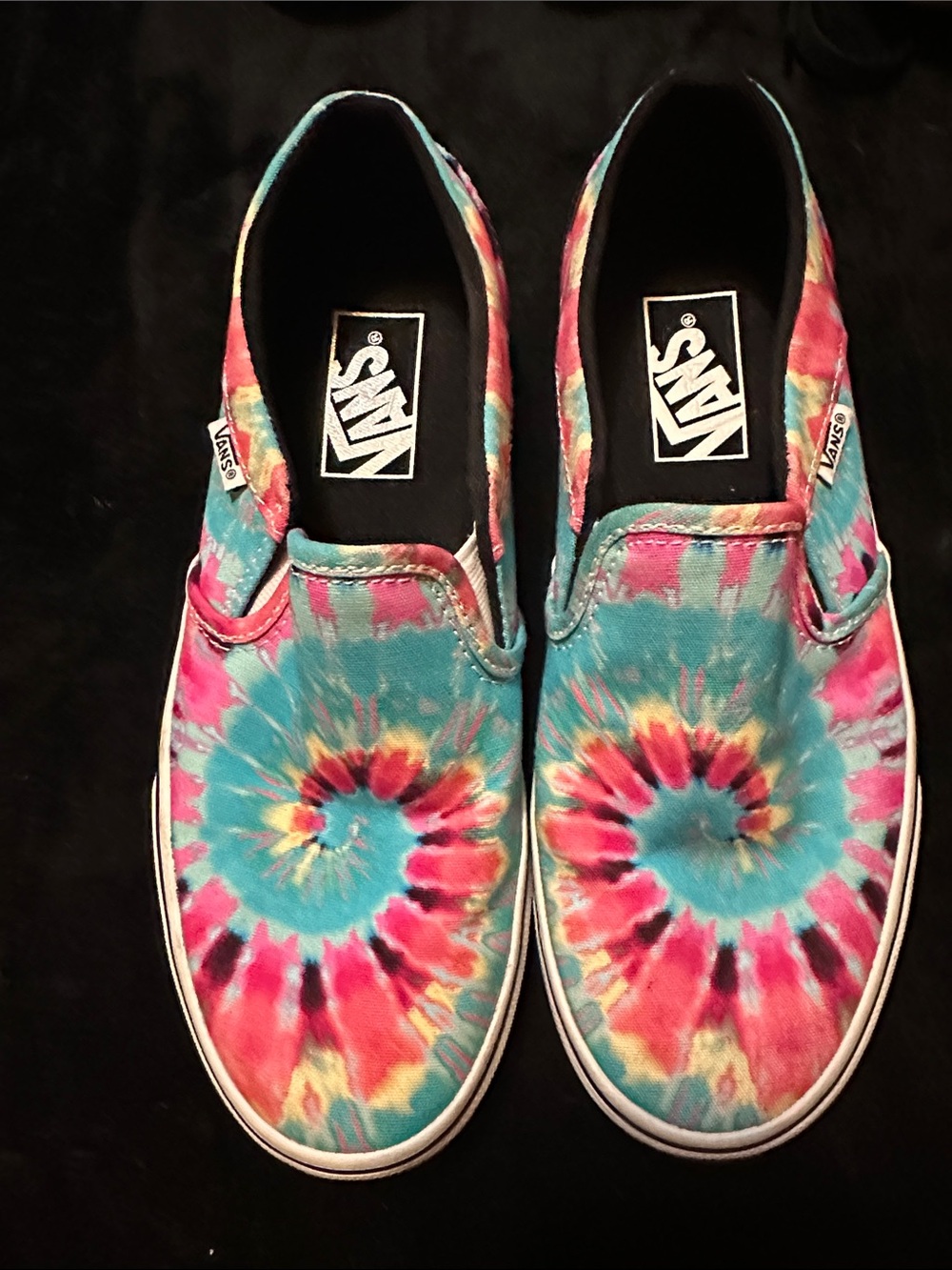 Vans Slip-On Tie-Dye Canvas Shoes - Turquoise, Pink & Yellow Size 7 M